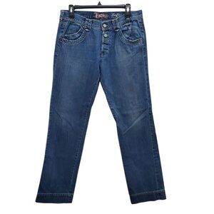 French Connection Boyfit Women's Y2K Dark Wash Denim Relaxed Button‎ Fly Jeans 6